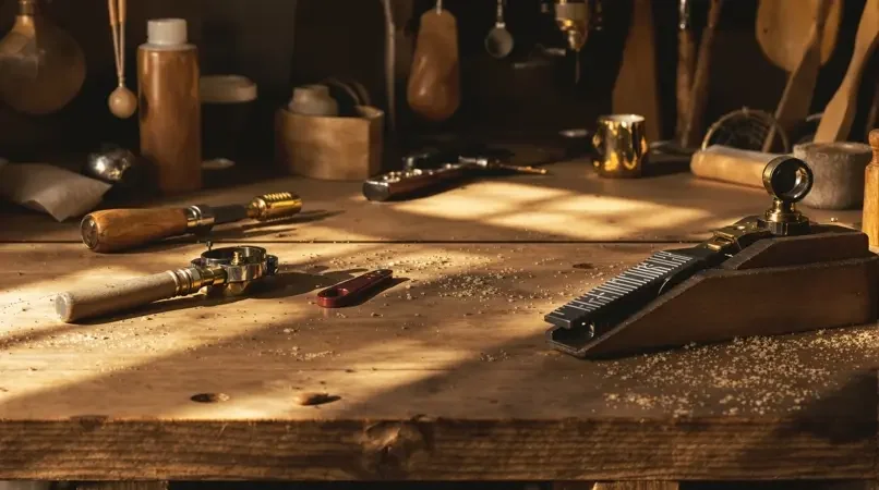 剧组现场以暖色木质布景为主，光线柔和自然。